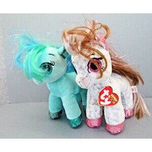 Lot of 2 Tye Beanie Ponies Boos Cinnamon w/ Hand Tag  & Topaz w/o Hang Tag